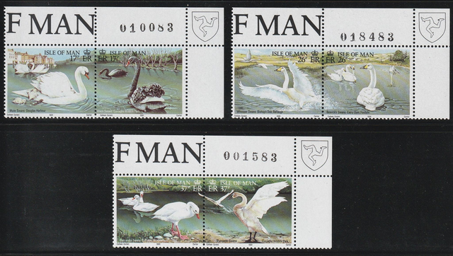Isle Of Man 1991 Birds,Swans Set MNH