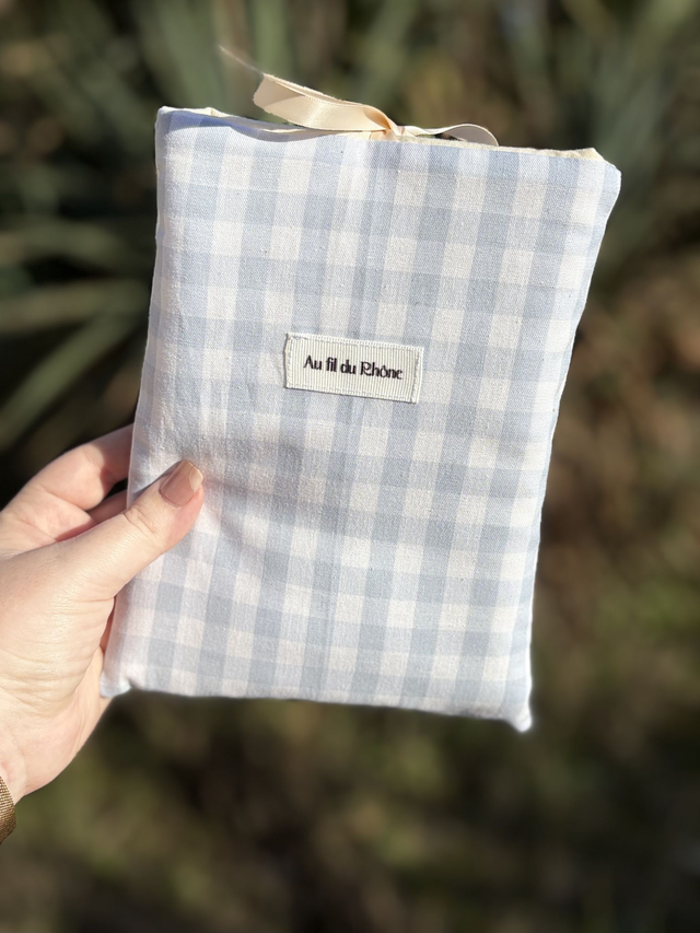 Pochette à livre - Vichy Bleu