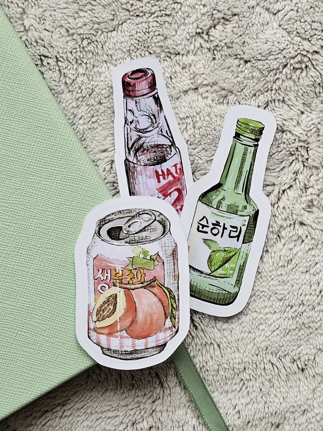 Pack de 3 stickers "Boissons asiatiques" journaling