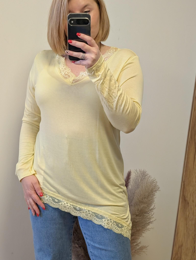 Top en dentelle Ines jaune 