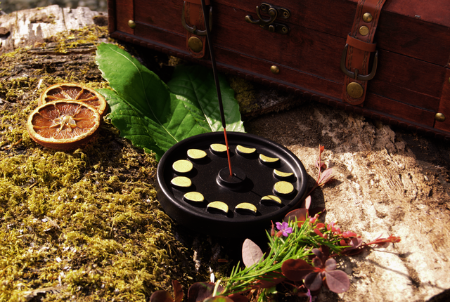 Porte encens cycle lunaire Noir