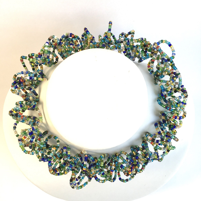 Choker "blue-green and color dots"