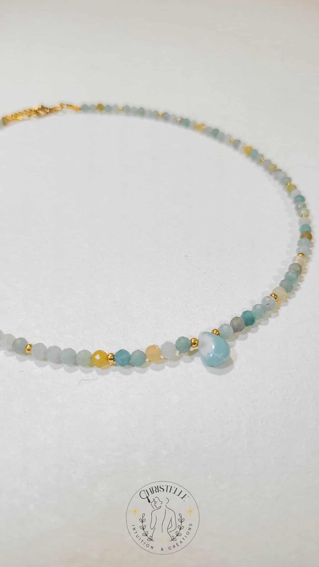 Collier Talisman Amazonite & Larimar – Douceur et Sérénité