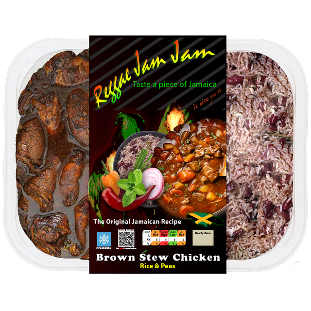 Brown Stew Chicken &amp; Rice &amp; Peas