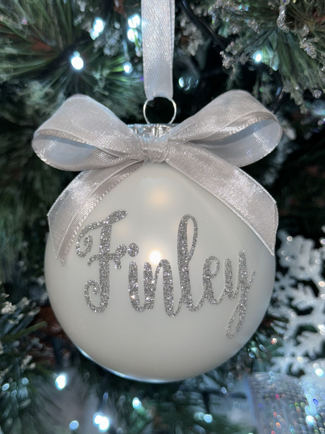 Christmas Glass Bauble (with bow)