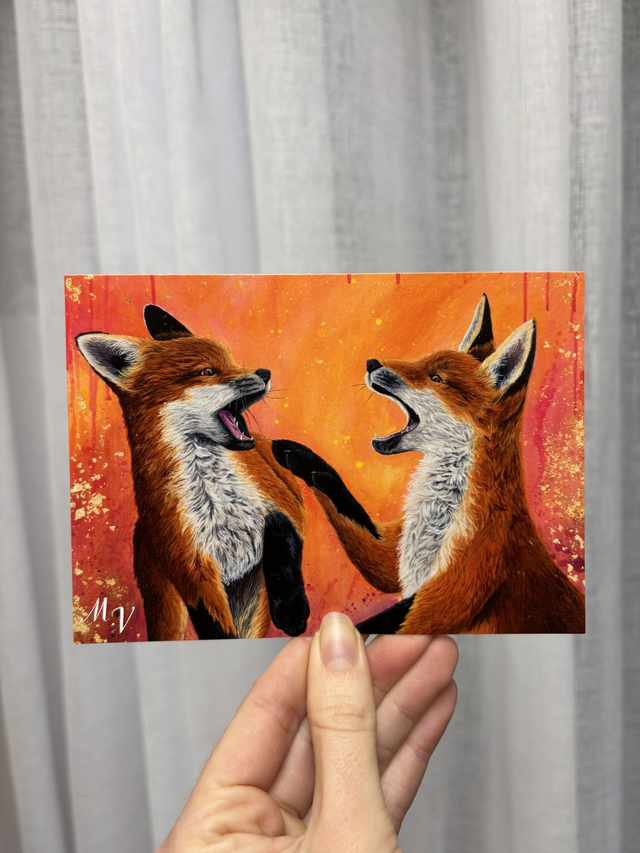 " Éclat de vie ", Renardeaux - carte postale - 10 x 15 cm