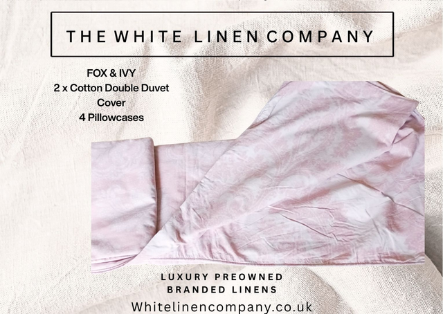 Fox & Ivy - 2 x Double Duvet Covers with 4 x Pillowcases - White