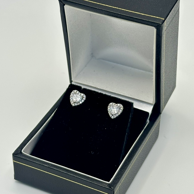 CZ Diamond Heart Earrings