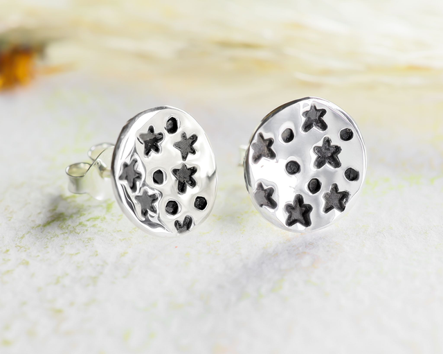 Pendientes de presión de Estrellas en plata 925 