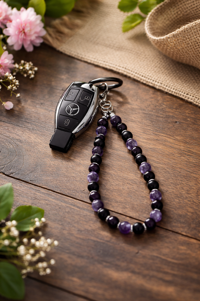 Jade Persan- Améthyste- Grenat double coeur