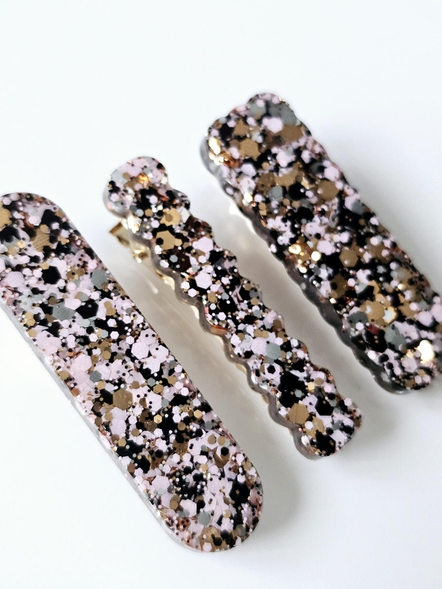 TRIO BARRETTES EFFET "TERRAZZO"