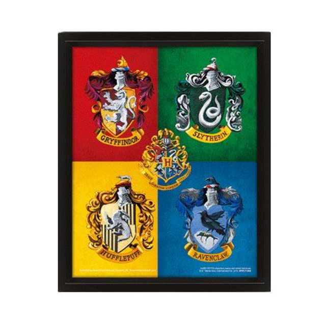 Cadre 3D animé maisons de Poudlard - Harry Potter