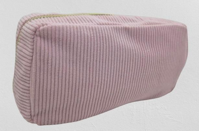  Trousse personnalisable en velours côtelé rose avec soufflet