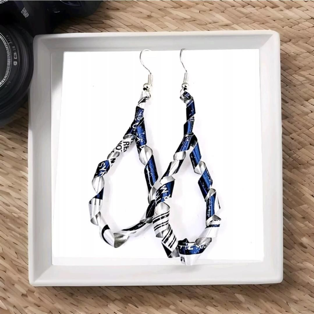 Aluminium Spiral Pair Earring Dangle Drop ECO Handmade Unique Lightweight