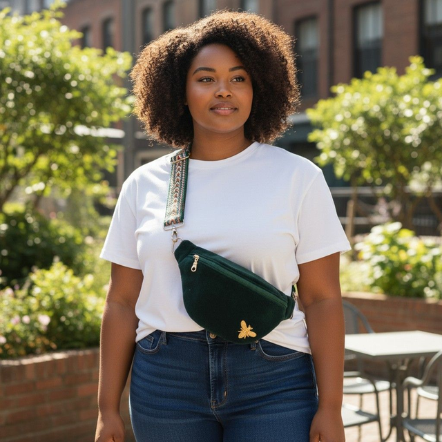 Sac Banane Lainage Vert + Porte monnaie assorti