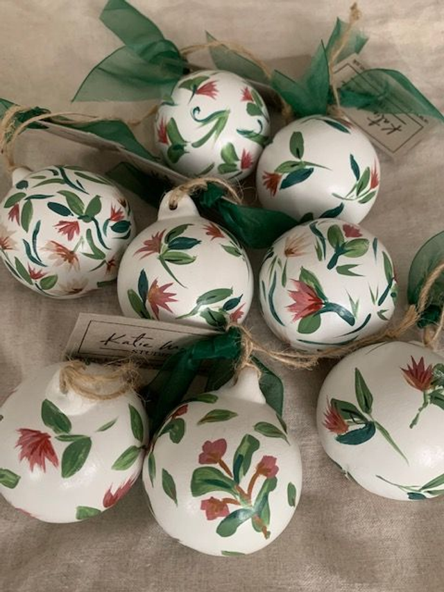 Pink Hand Painted Ceramic Baubles