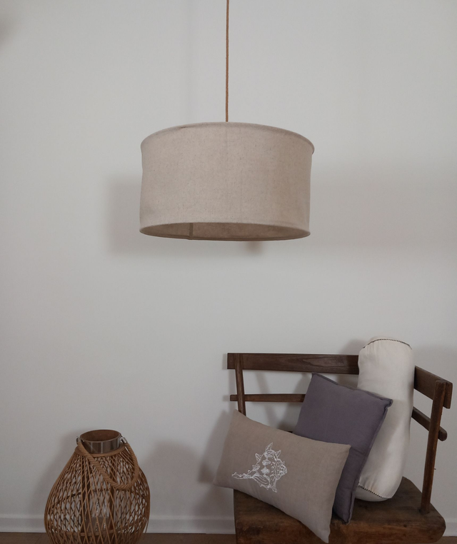 Abat-jour pour suspension en chanvre uni - plafonnier diamètre 55 cm