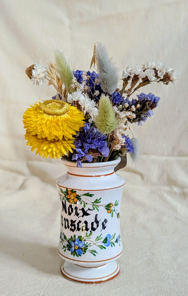 Léonie - Bouquet fleurs séchées - pot à épices upcyclé