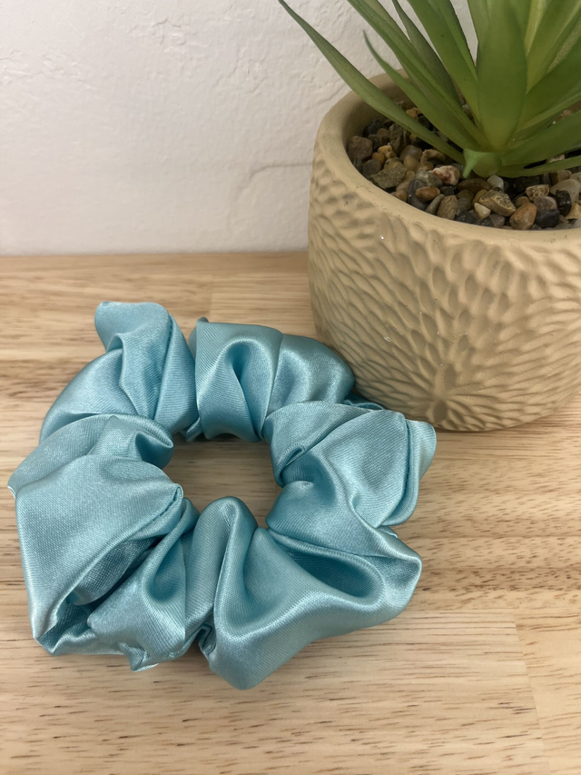 Chouchou en satin - aqua