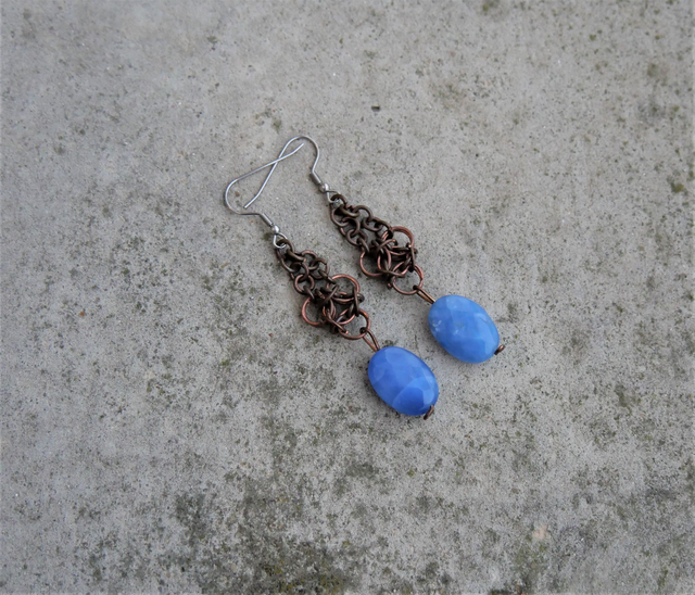 Boucle d'oreille Agate bleue