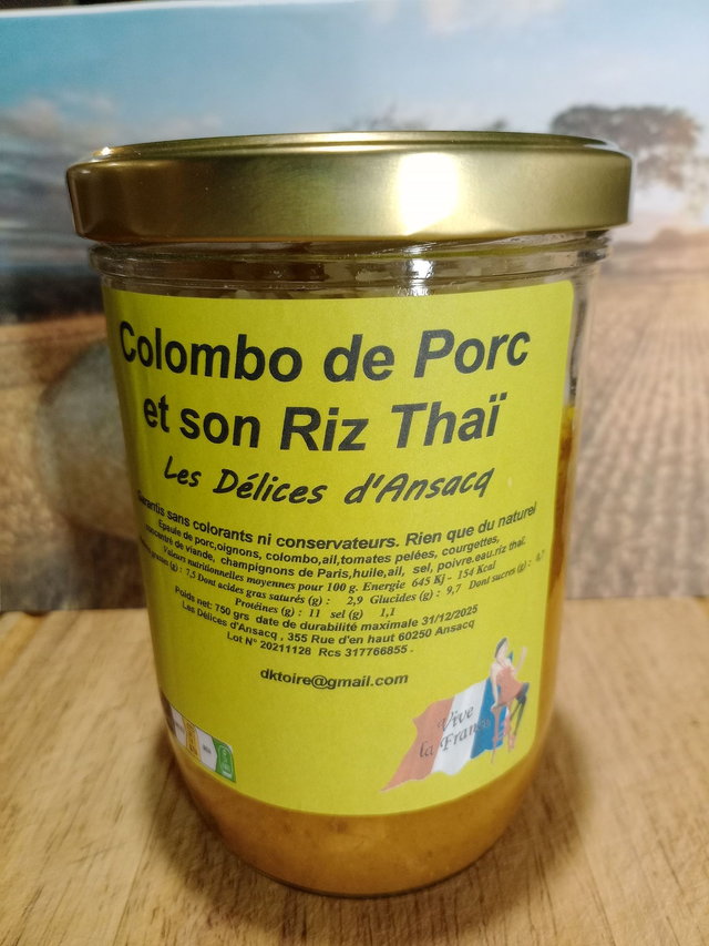 Le Colombo de porc et son riz Thaî