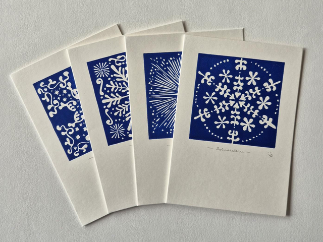 Weihnachtskarten 4er-Set "Winter Blue"