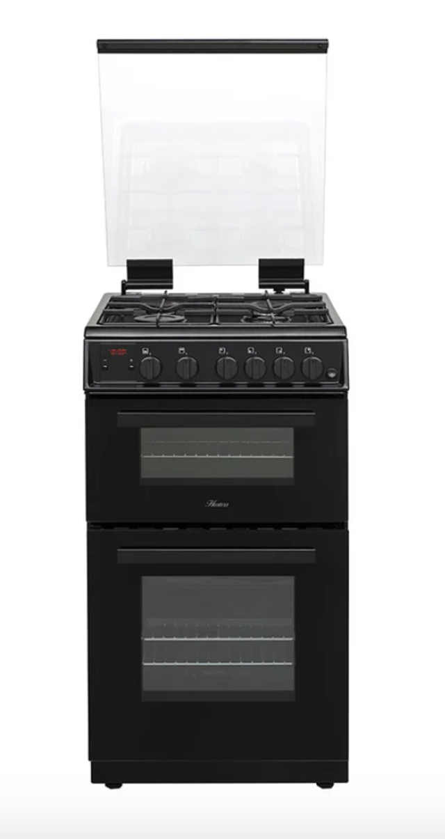 Hostess DOG50B - Black 4 Zone Gas Double Oven 