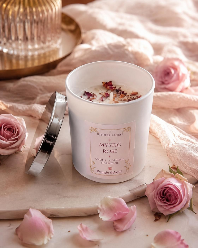 Bougie Rituels Sacrés – Encens Mystic Rose – 140 g
