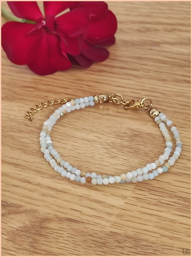 Bracelet 2mm double rang - Amazonite