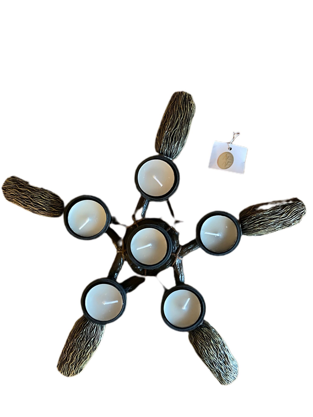 Broomstick Pentagram Candle holder by Nemesis now