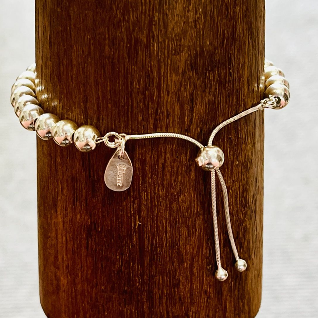 Adjustable Beaded Sterling Silver Bracelet