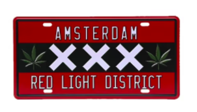 Metalen nummerbord Amsterdam Red Light District (30x15cm)
