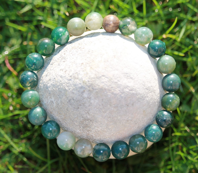 Bracelet agate mousse verte
