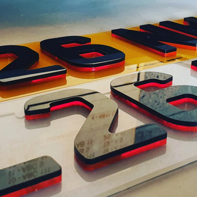 6mm Neon Red &amp; Black 4D Laser Cut