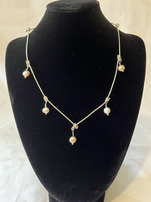 Freshwater Pearl and Silver Link Necklace – Recycled Sterling Silver