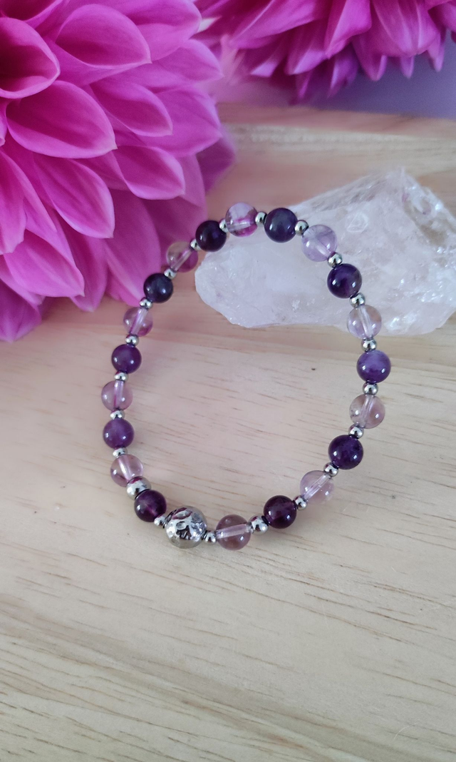 Bracelet "Anxiété et Stress" Améthyste lavande et Améthyste