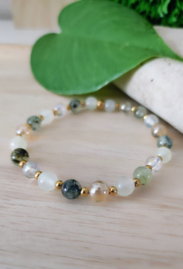 Bracelet "Paix mentale" Préhnite et Jade