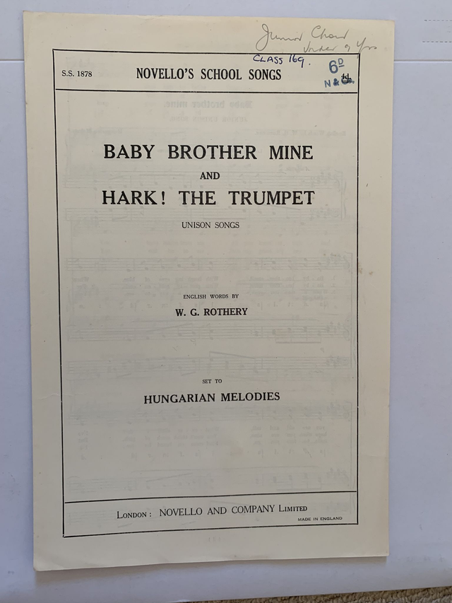 Baby Brother Mine and Hark The Trumpet Unison Songs Sheet Music