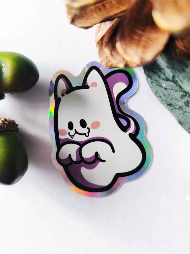 Ghost Kitty 2&quot; Holographic Sticker
