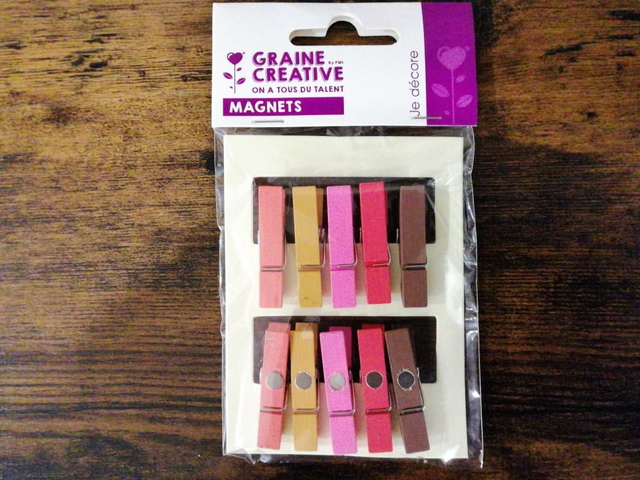 10 magnets pince à linge rose