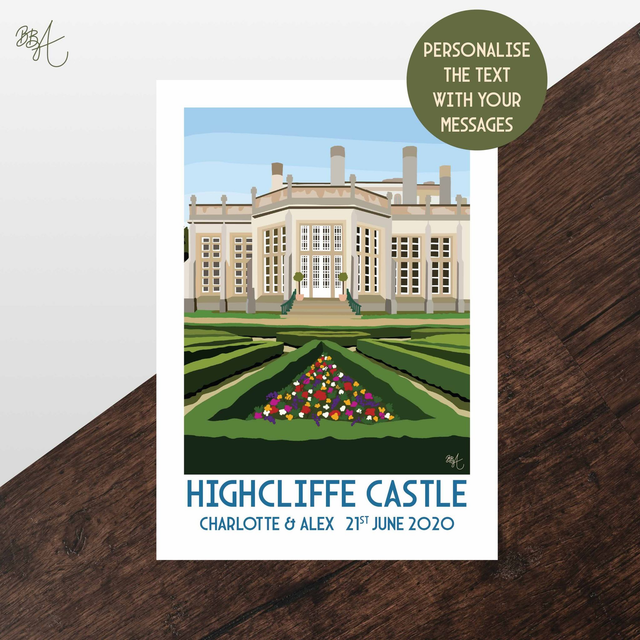 Highcliffe Castle, Travel Poster Print - Vintage Style Dorset Wall Art