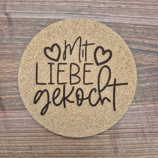 Untersetzer aus Kork, Mit Liebe gekocht