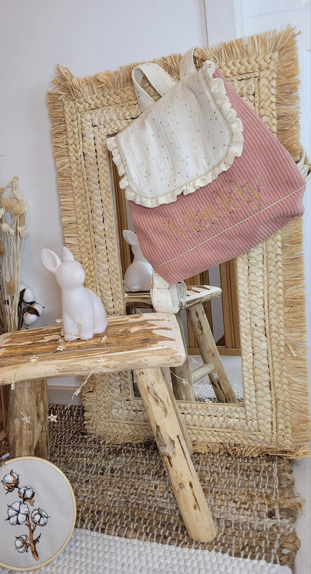 Sac à dos rose double gaz blanc cassé 