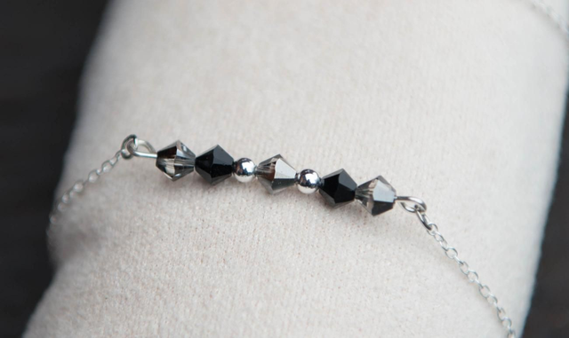 Bracelet en cristal noir argent 