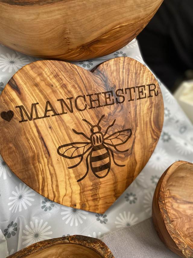 Personalised Stunning Heart Shaped Olive wood Board