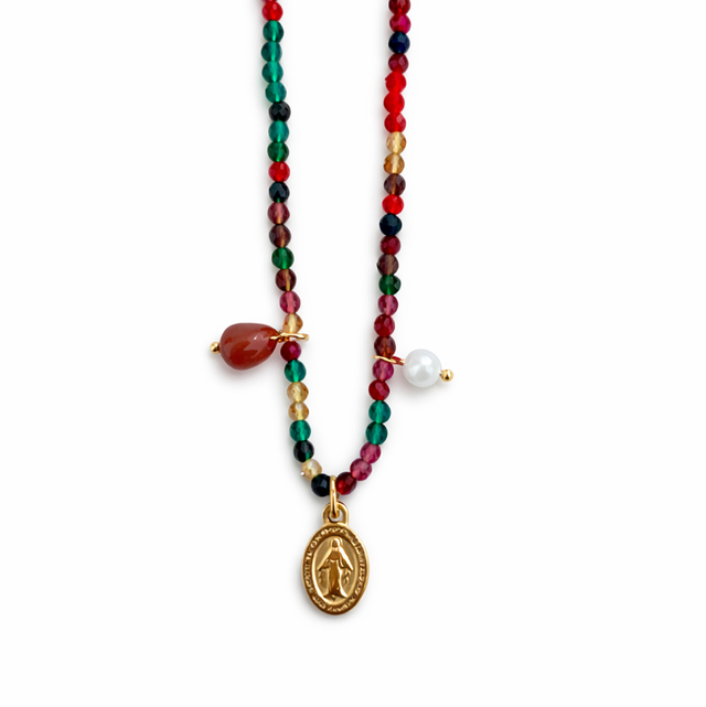 Cadena acero y cristales virgen milagrosa 