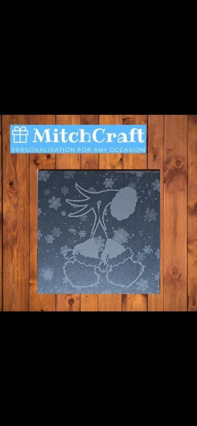 Personalised Grinchmas slate coasters 
