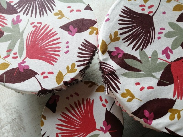 Couvre saladier 22cm en lin ou coton enduit réutilisable