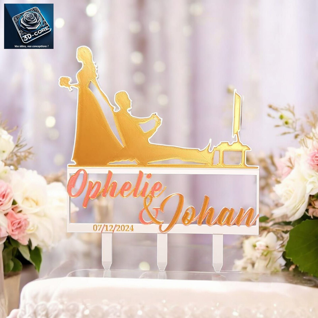 Topper cake mariage &quot;JEUX VIDEOS&quot; personnalisé