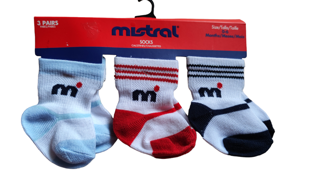 Lot de 3 paires de chaussettes 0-6 mois (Mistral) 